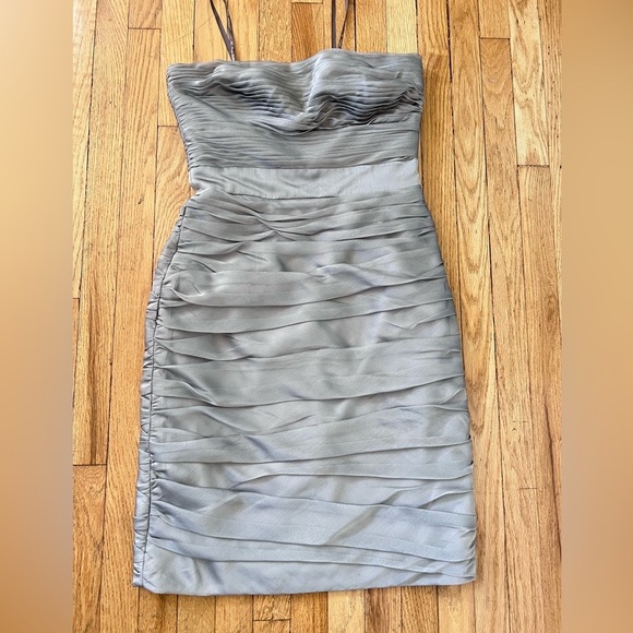 Anthropologie Monique Lhuillier Silver Strapless Formal Mini Dress - Picture 2 of 5